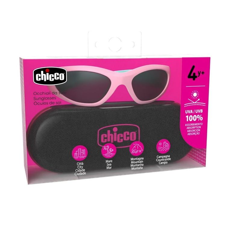 Chicco, okulary przeciwsłoneczne + etui, 4l+, różowe