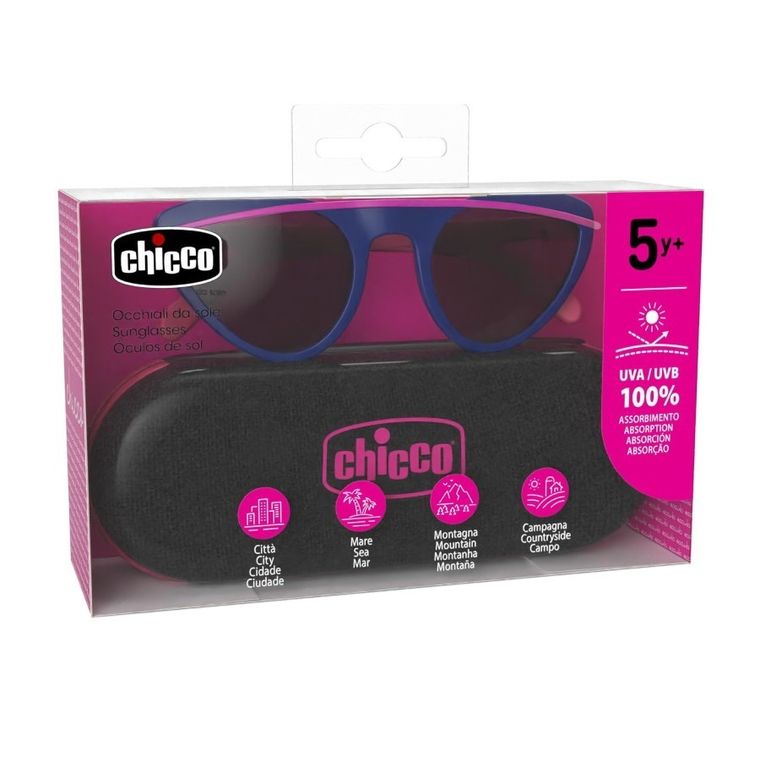 Chicco, okulary przeciwsłoneczne + etui, 5l+, różowe