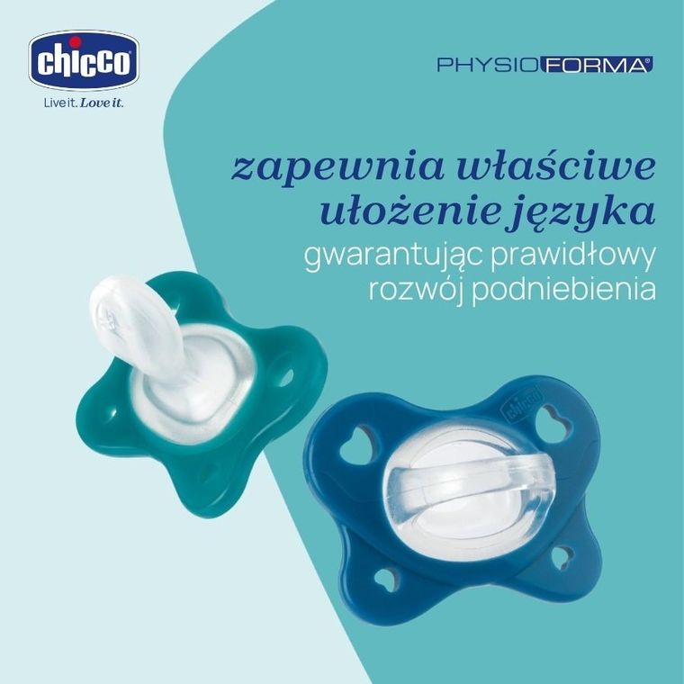 Chicco, PhysioForma Dual Soft, smoczek uspokajający, silikonowy, niebieski, 16-36m, 2 szt.