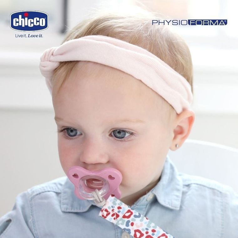 Chicco, PhysioForma Dual Soft, smoczek uspokajający, silikonowy, różowy, 6-16m, 2 szt.