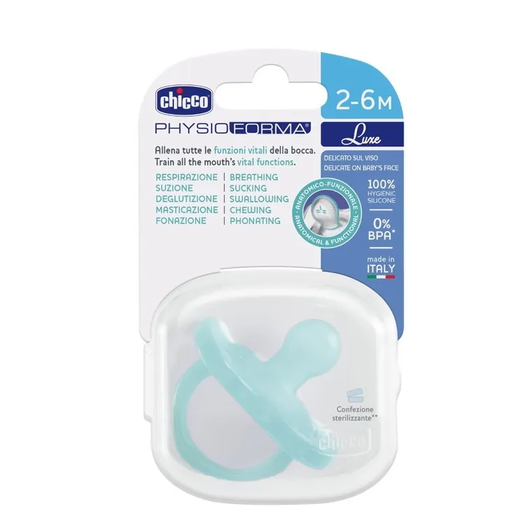 Chicco, Physioforma, Soft Luxe, smoczek uspokajający, miętowy, 2-6 m