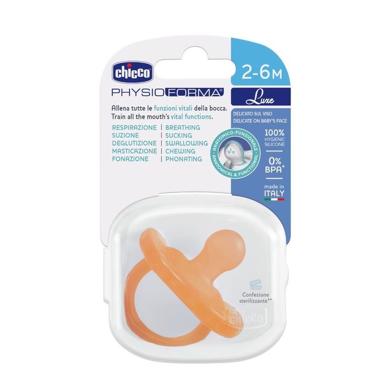 Chicco, Physioforma, Soft Luxe, smoczek uspokajający, pomarańczowy, 2-6 m