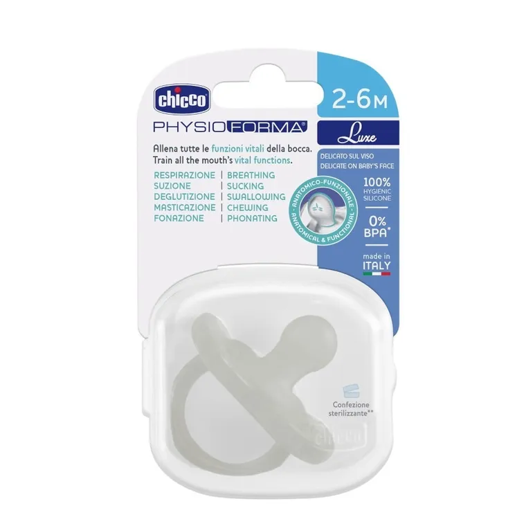 Chicco, Physioforma, Soft Luxe, smoczek uspokajający, szary, 2-6 m