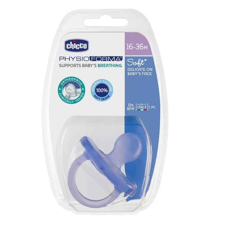 Chicco, PhysioForma Soft, smoczek uspokajający, silikonowy, 16-36m, 1 szt.