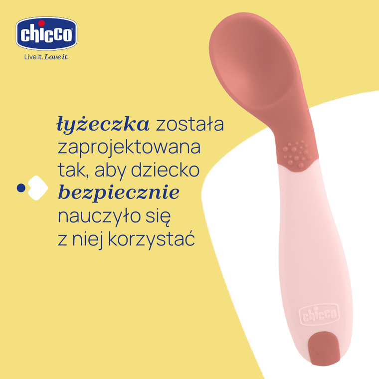 Chicco, pierwsza łyżeczka, brzoskwiniowa, 8m+