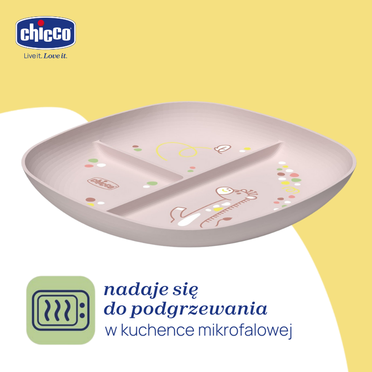 Chicco, talerz 3-dzielny, beżowy, 12m+