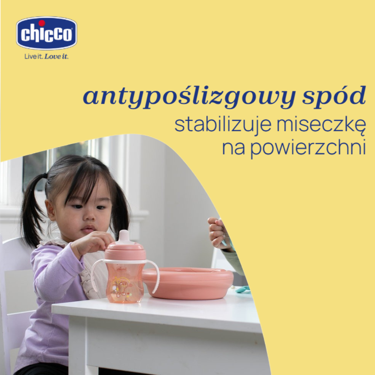 Chicco, talerz podgrzewany, brzoskwiniowy, 6m+