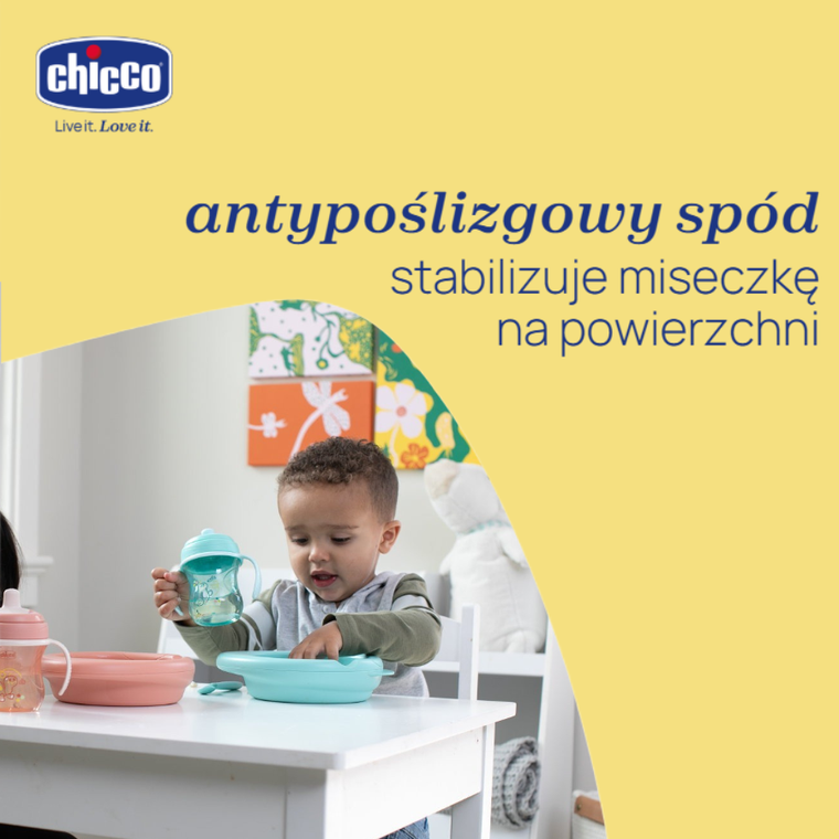 Chicco, talerz podgrzewany, turkusowy, 6m+