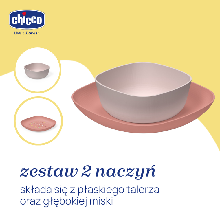 Chicco, zestaw 2 talerzy, brzoskwiniowy, 12m+