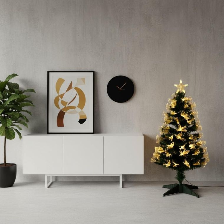 Christmas Decoration, choinka dekoracyjna, światłowodowa, ciepły biały, 90 cm