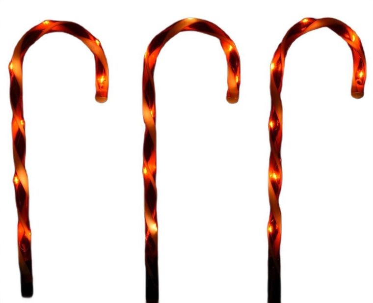 Christmas Decoration, lampki zewnętrzne laski świąteczne, Candy, 6 szt.