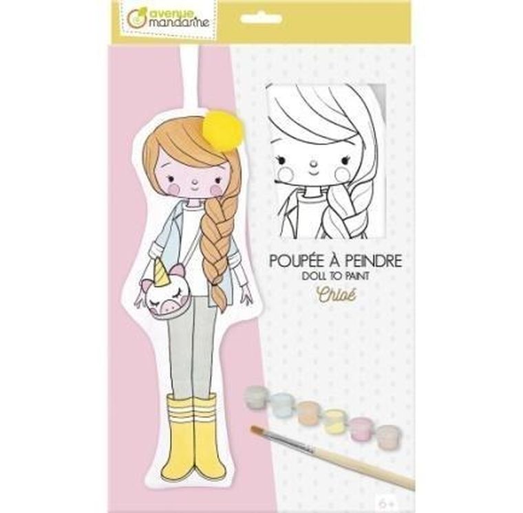 Clairefontaine, Lalka Chloe z materiału do pomalowania, zestaw kreatywny, 29 cm