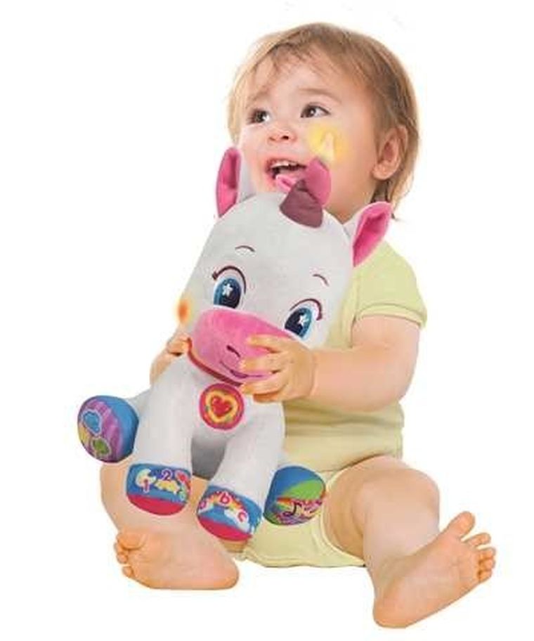 Clementoni, Baby, pluszowy jednorożec, maskotka interaktywna, 29 cm