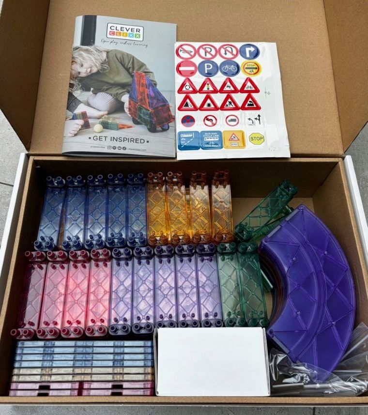 Cleverclixx, Large Race Track Pastel, klocki magnetyczne, 80 elementów