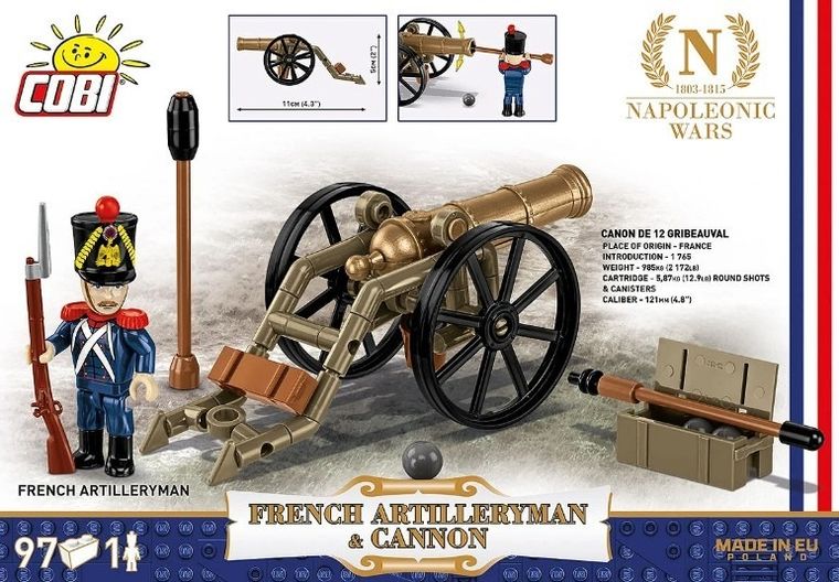 Cobi, Historical Collection, Napoleonic Wars, French Artilleryman & Cannon, klocki, 97 elementów