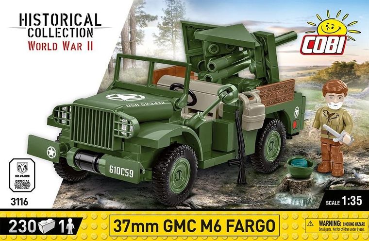 Cobi, Historical Collection WWII, 37 mm GMC M6 Fargo, 1:35, klocki, 230 elementów