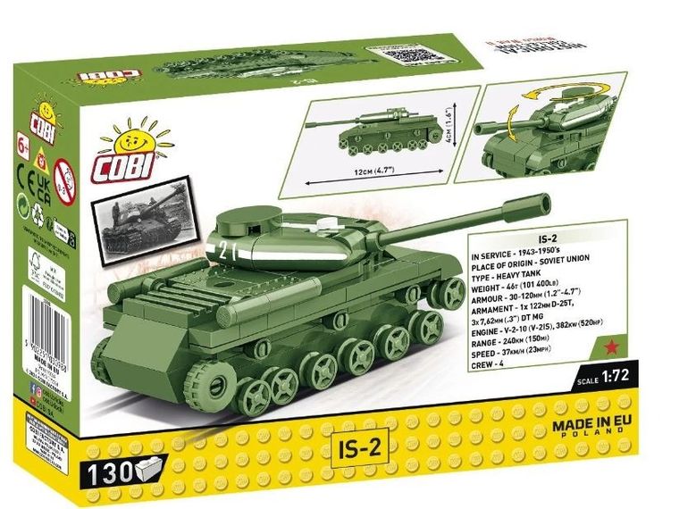 Cobi, Historical Collection WWII, czołg IS-2, klocki, 130 elementów