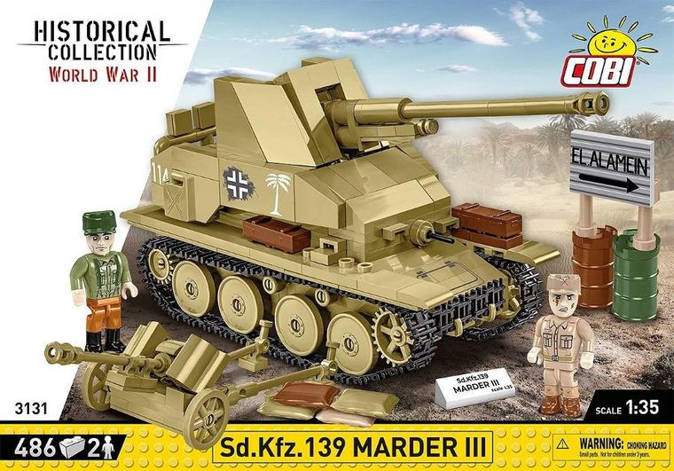 Cobi, Historical Collection WWII, Sd.Kfz. 139 Marder III, czołg, 1:35, klocki, 486 elementów