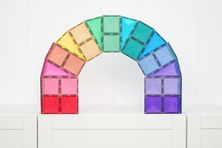 Connetix, Glitter Castle Pack, Brokatowy zamek, klocki magnetyczne, 48 elementów