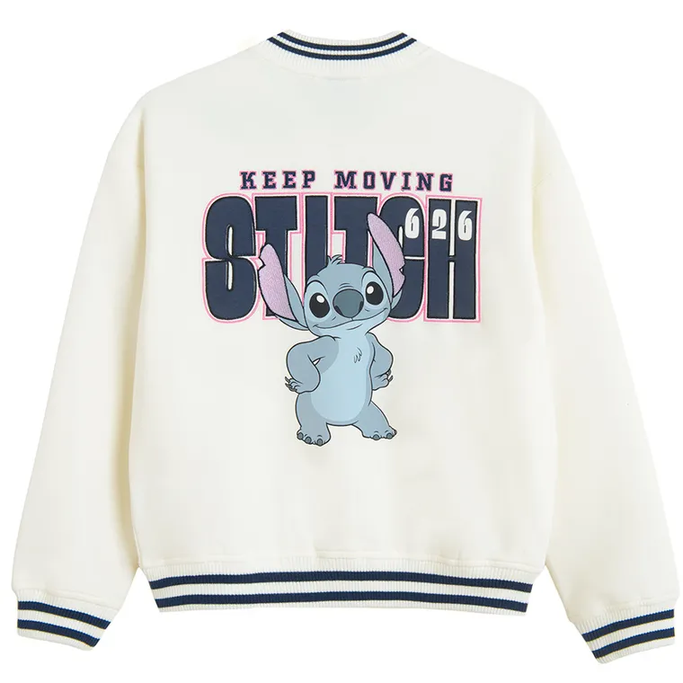 Cool Club, Bluza bejsbolówka dziewczęca, rozpinana, biała, Lilo i Stitch