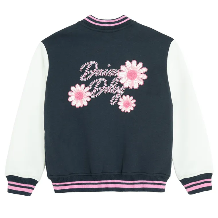 Cool Club, Bluza bejsbolówka dziewczęca, rozpinana, ocieplana, granatowa