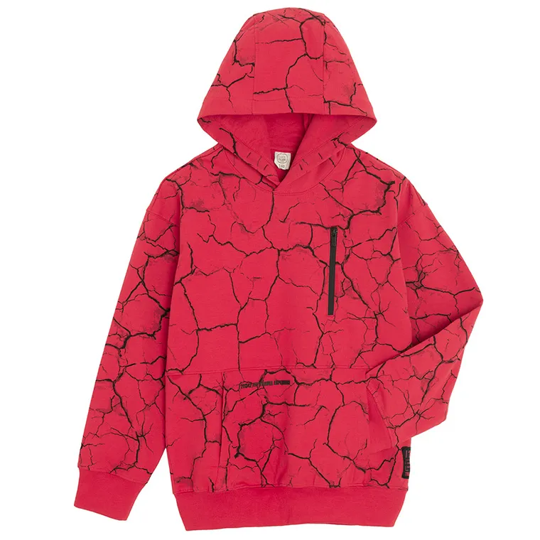 Cool Club, Bluza chłopięca z kapturem, oversize, czerwona