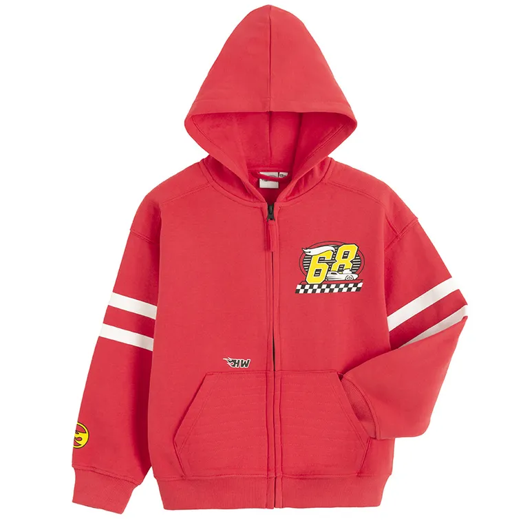 Cool Club, Bluza chłopięca z kapturem, rozpinana, czerwona, Hot Wheels