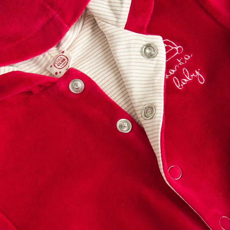 Cool Club, Bluza niemowlęca z kapturem, rozpinana, welurowa, czerwona
