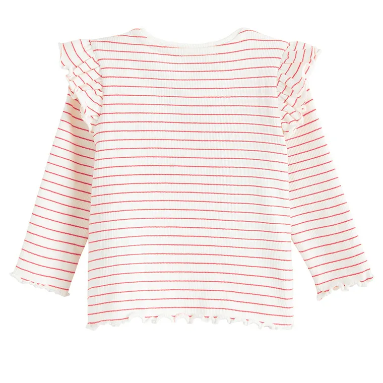 Cool Club, Bluzka dziewczęca z długim rękawem, prążkowana, biała