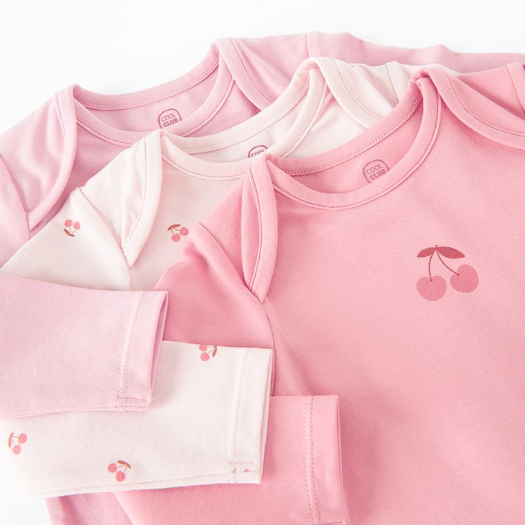 Cool Club, Body dziewczęce z długim rękawem, różowe, zestaw, 3 szt.