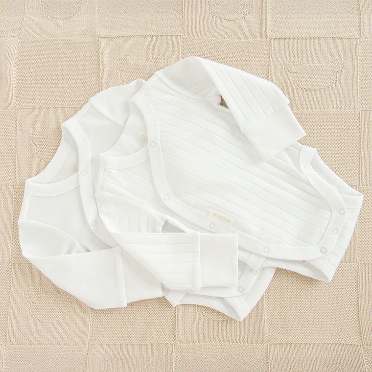 Cool Club, Body niemowlęce z długim rękawem, bawełna organiczna, białe, zestaw, 2 szt.