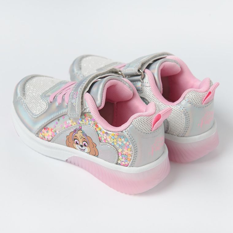 Cool Club, Buty sportowe dziewczęce, srebrne, świecąca podeszwa, Psi Patrol