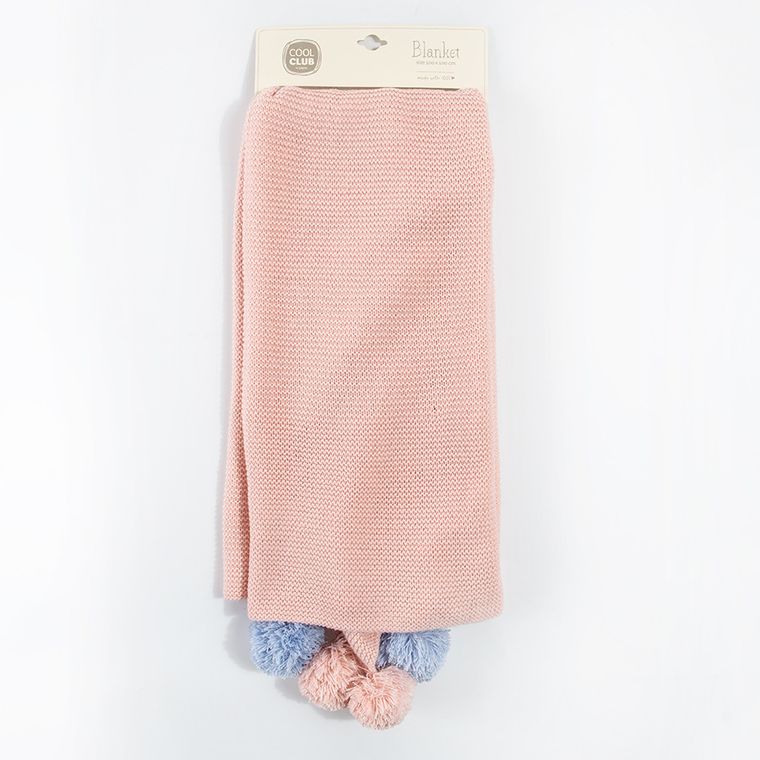 Cool Club, Kocyk dziewczęcy z pomponami, różowy, 100-100 cm