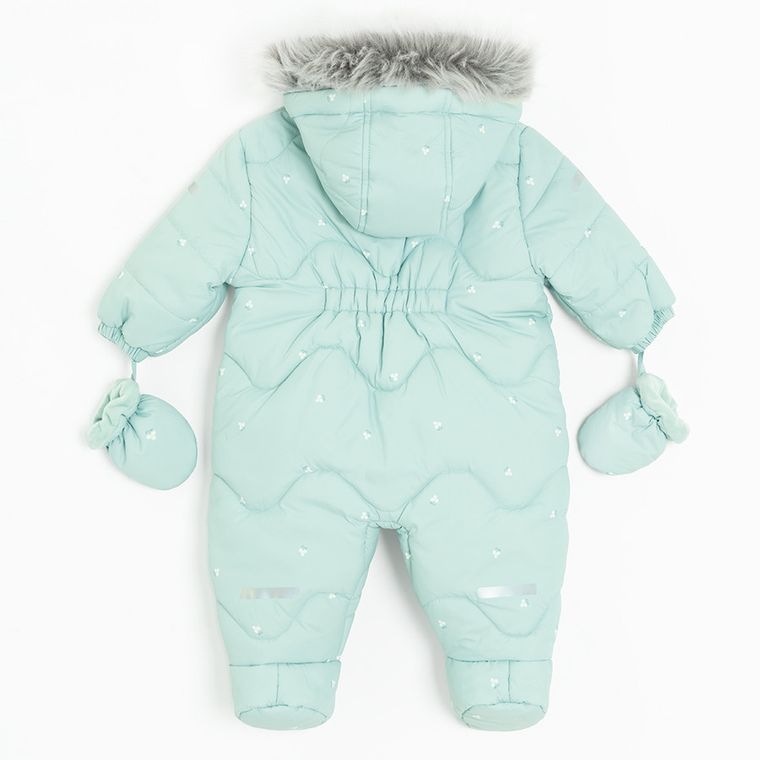 Cool Club, Kombinezon dziewczęcy z kapturem, ocieplany, miętowy
