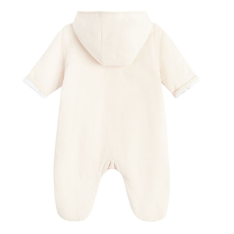 Cool Club, Kombinezon przejściowy niemowlęcy z kapturem, sztruksowy, beżowy