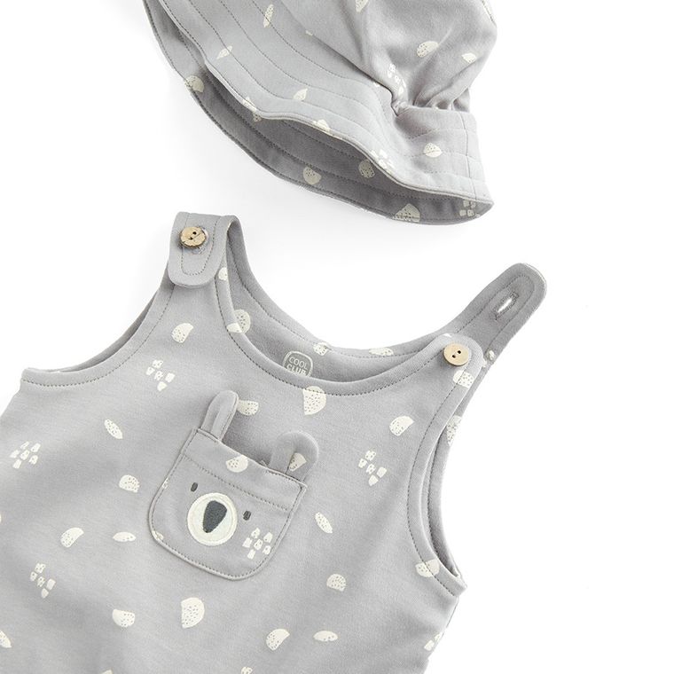 Cool Club, Komplet chłopięcy, Body bez rękawów, Kapelusz, szary