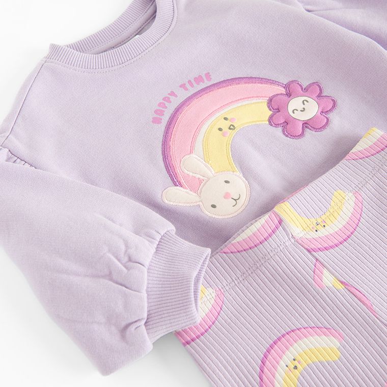 Cool Club, Komplet dziewczęcy, Bluza, Jegginsy, prążkowane, fioletowy