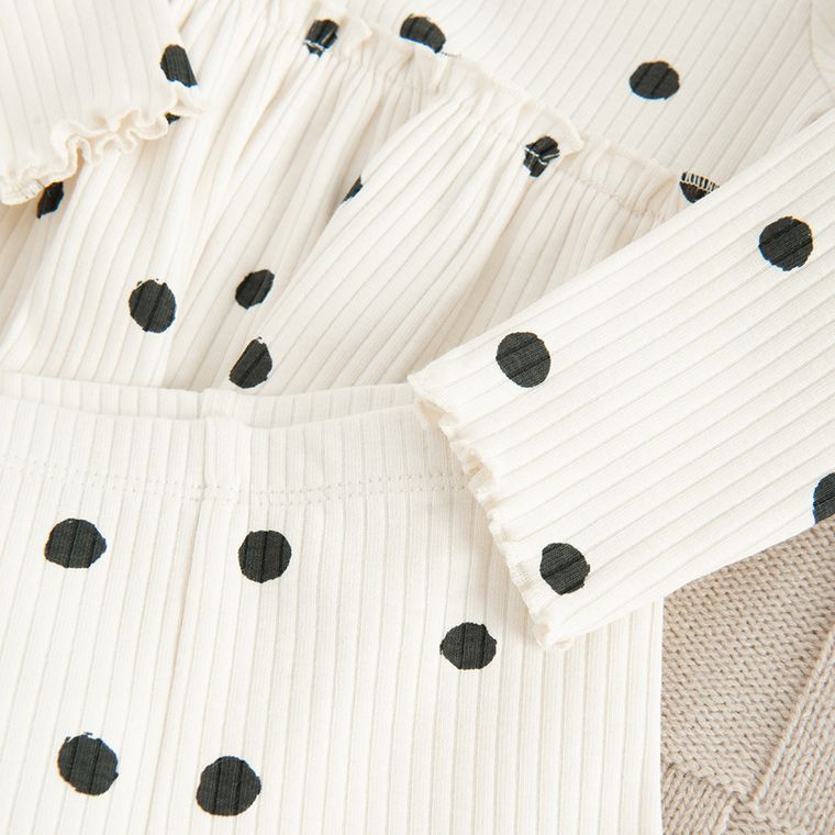 Cool Club, Komplet dziewczęcy, Bluzka z długim rękawem, Legginsy, prążkowany, ecru