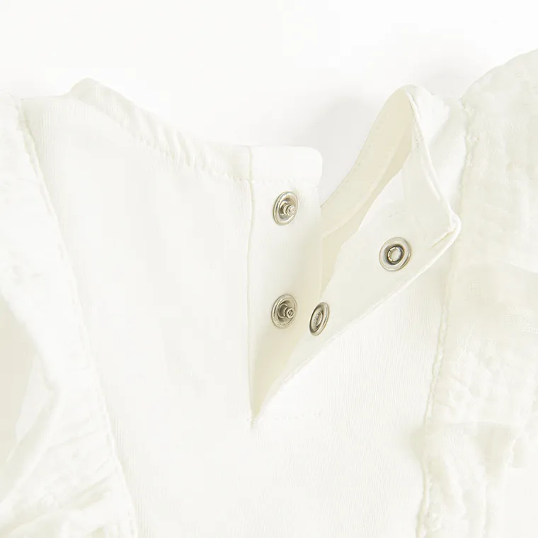 Cool Club, Komplet dziewczęcy, Body sukienka z krótkim rękawem, Kapelusz, muślin, biały