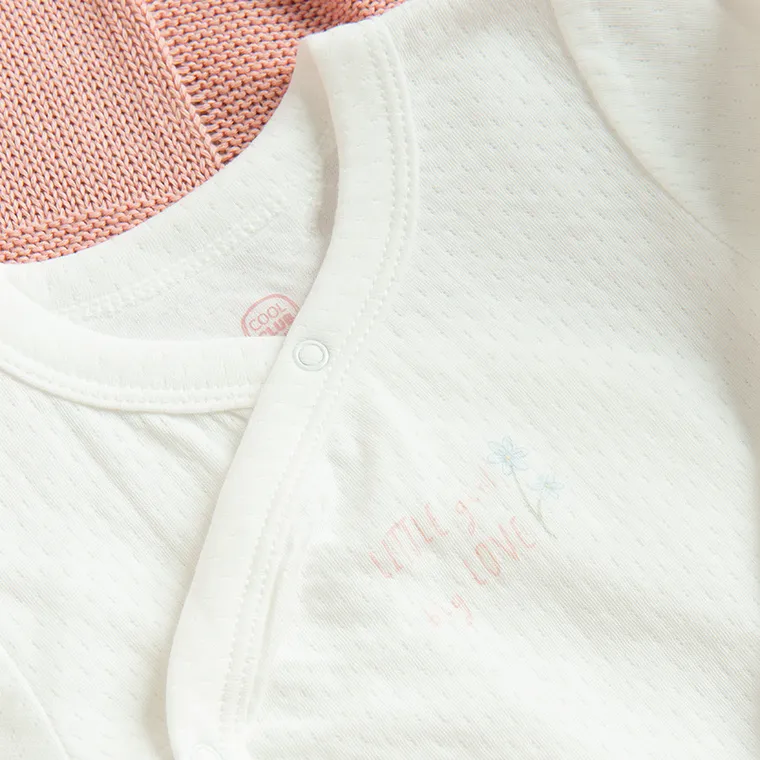 Cool Club, Komplet dziewczęcy, Body z długim rękawem, Półśpiochy, Kaftanik, biały