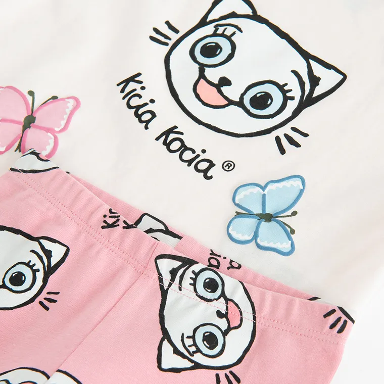 Cool Club, Komplet dziewczęcy, T-shirt, Legginsy 3/4, różowy, Kicia Kocia