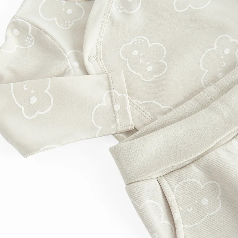 Cool Club, Komplet niemowlęcy, Body z długim rękawem, Półśpiochy, beżowy