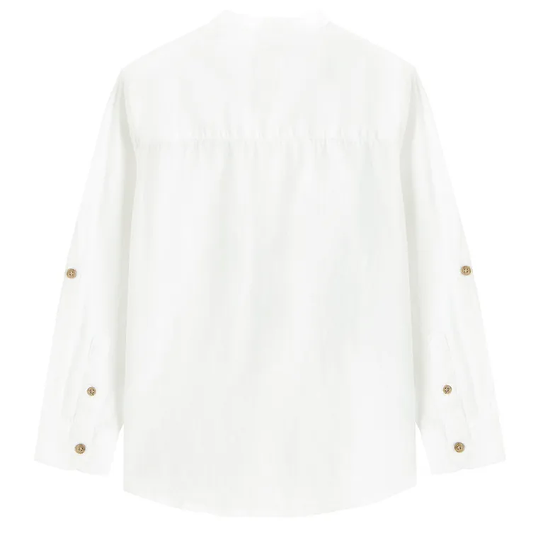 Cool Club, Koszula chłopięca z długim rękawem, z lnem, regular, biała