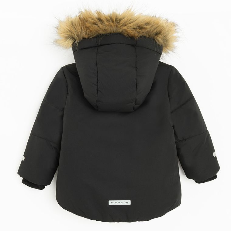 Cool Club, Kurtka chłopięca z kapturem, ocieplana, czarna