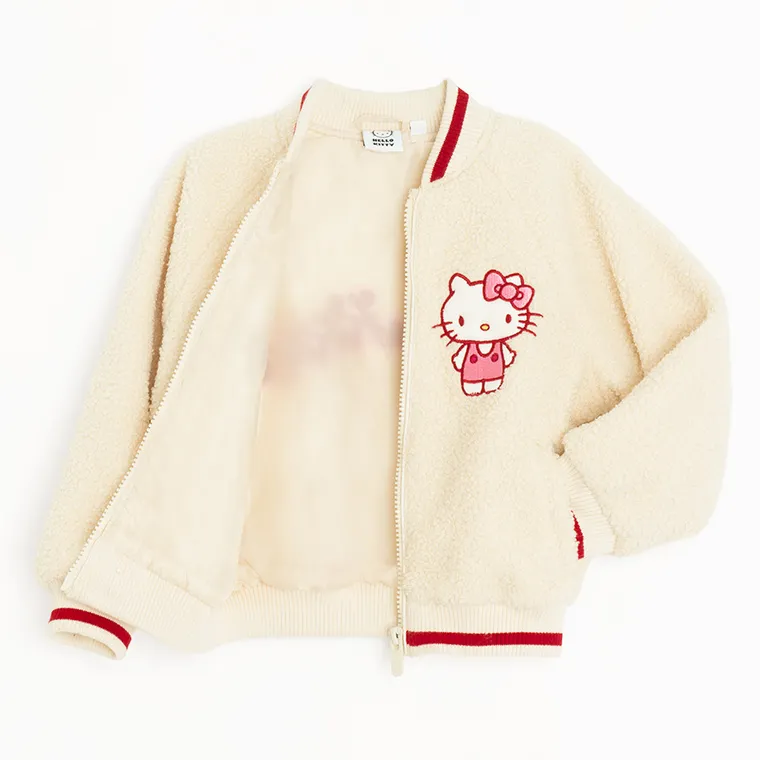 Cool Club, Kurtka dziewczęca, rozpinana, ecru, Hello Kitty