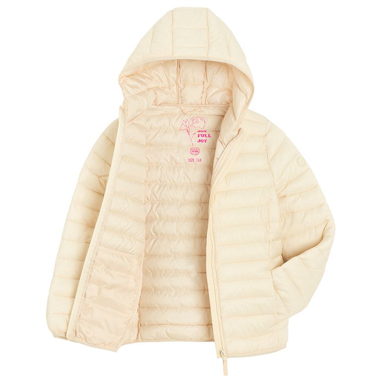 Cool Club, Kurtka dziewczęca z kapturem, ecru
