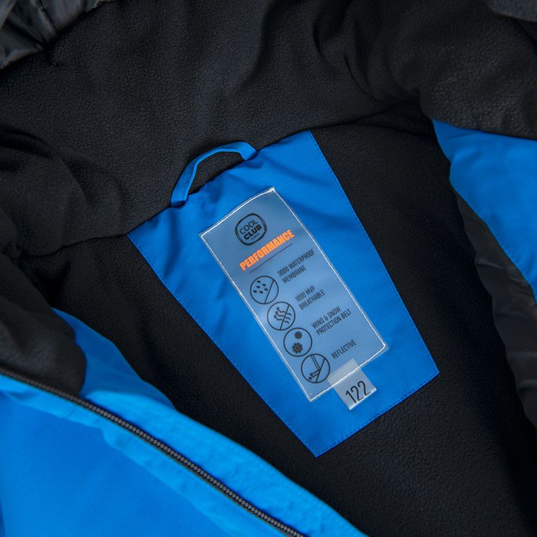 Cool Club, Kurtka narciarska chłopięca z kapturem, ocieplana, niebieska