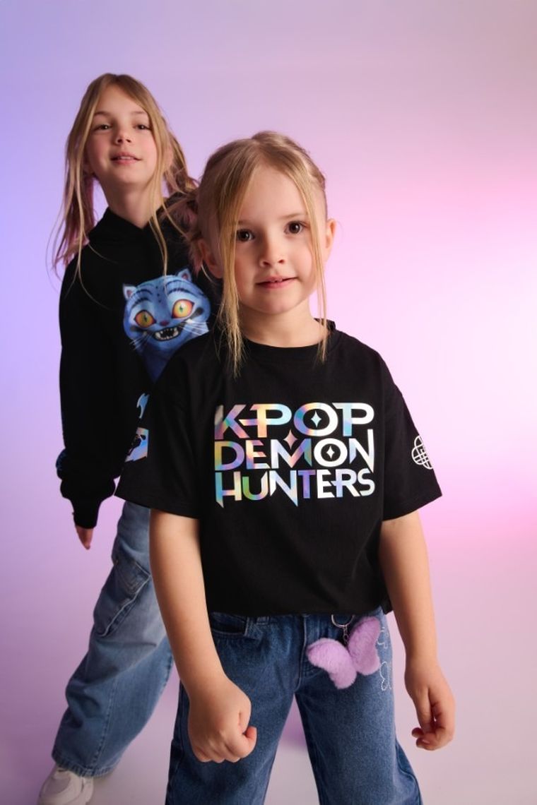 Cool Club, Luźny t-shirt dziewczęcy, czarny, K-Pop Demon Hunters