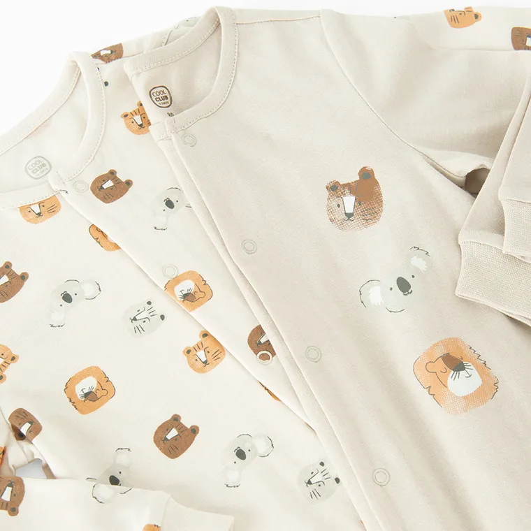 Cool Club, Pajac chłopięcy, beżowy, zestaw, 2 szt.