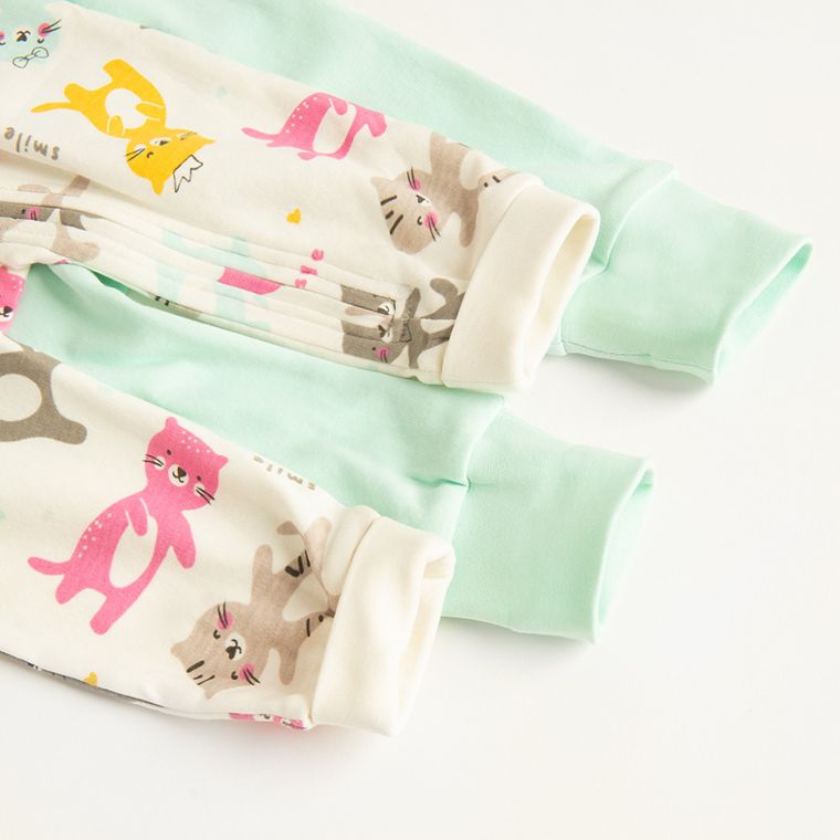 Cool Club, Pajac dziewczęcy, miętowy, ecru, zestaw, 2 szt.